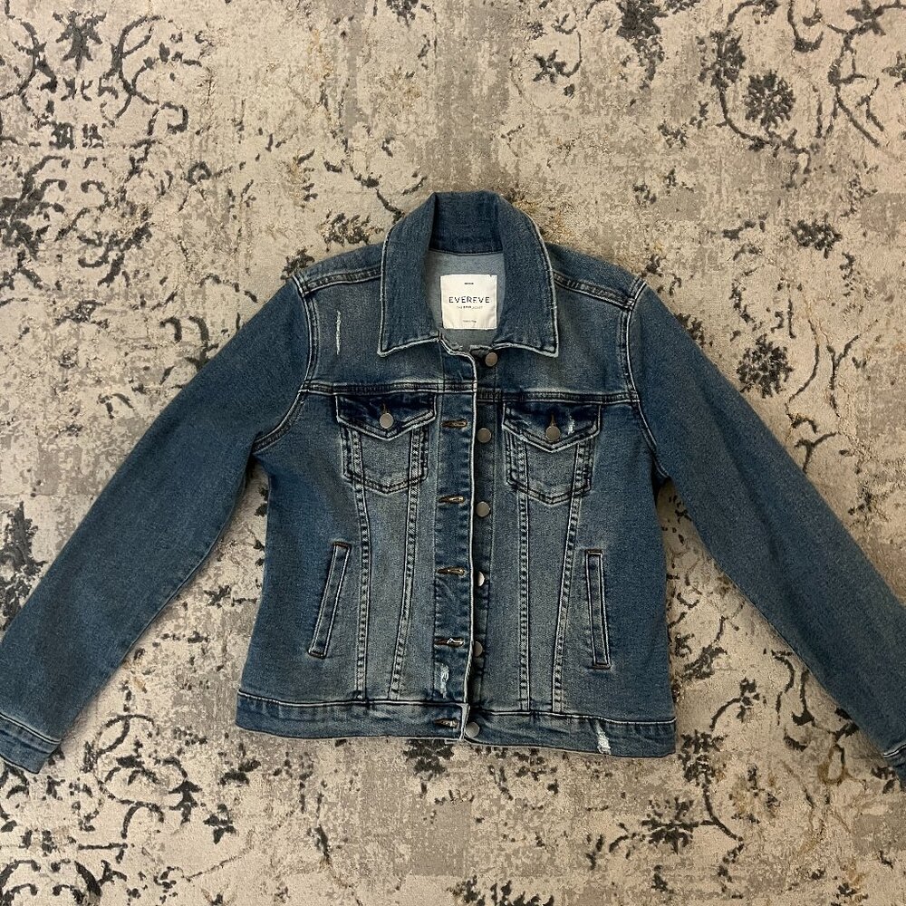 Evereve Dark Denim Jacket, Size Medium